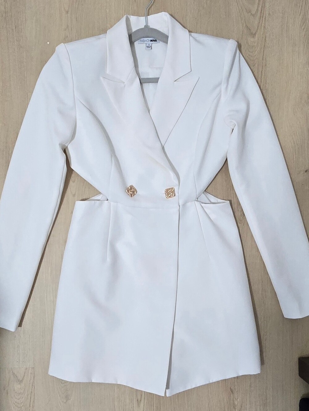 Fashion Nova White Side Cutout Double Breasted Blazer Romper Dress Size Small